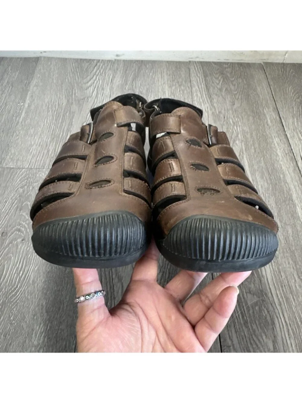 Keen Leather Sandals Mens Size 10 Brown Hiking Closed Toe Buckle Adjustable